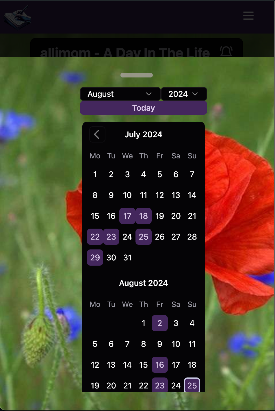 Or You can use the Calendar